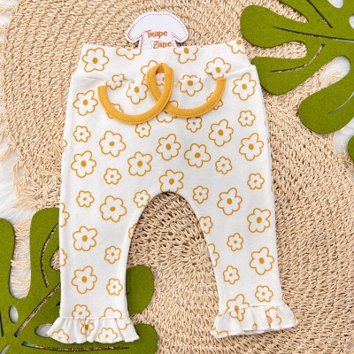 Conjunto M/c + Bandana Flores Mostarda e Off